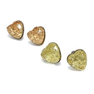 Set of 2 Rock Candy Geode Heart Earrings